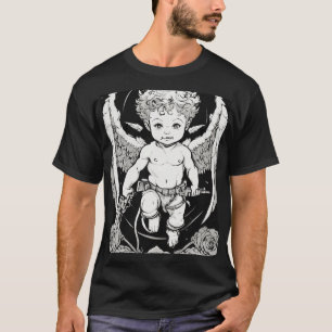Klassisk Cupid och traditionell hjärtklappningsdes T Shirt