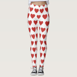 Klassisk Cute Chic Red Heart Mönster Leggings