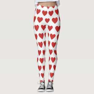 Klassisk Cute Chic Red Heart Mönster Leggings