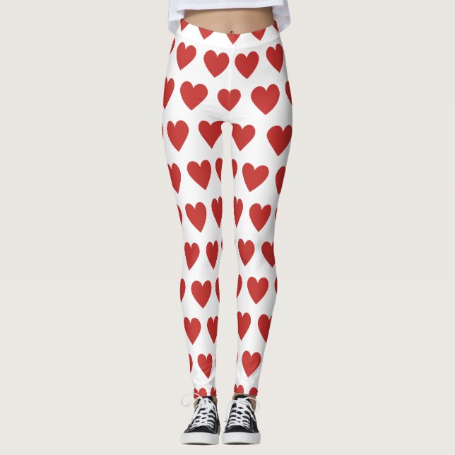Klassisk Cute Chic Red Heart Mönster Leggings (Framsida)