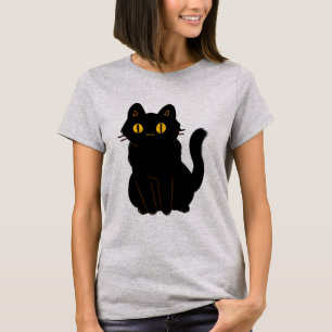 Klassisk Cute Halloween Black Cat T Shirt