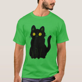 Klassisk Cute Halloween Black Cat T Shirt