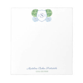 Klassisk Dam Blue och Grönt Monogram Ginger Burk Anteckningsblock