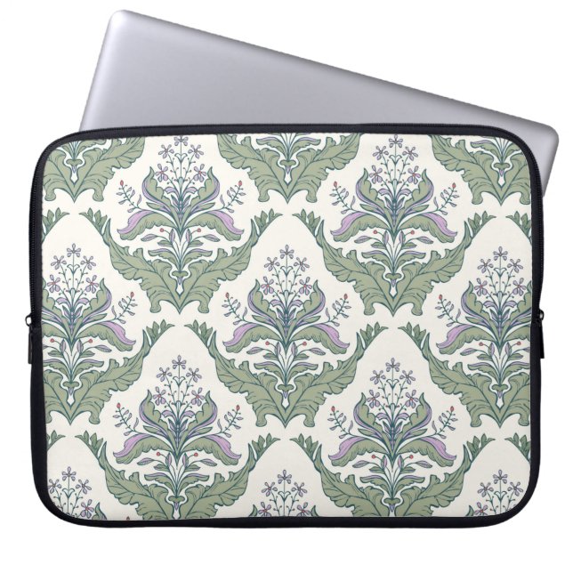 Klassisk damm av blommigt, sömlös mönster laptop fodral (Framsidan)
