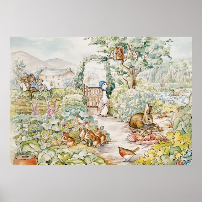 Klassisk dammanka i grönsaksodling poster (Framsidan)