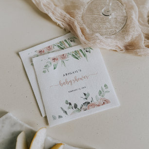 Klassisk dammig Blommigt i Rosa ros, babykläder Pappersservett