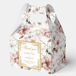 Klassisk dammig rosa guld blommigt bröllopsbox presentaskar