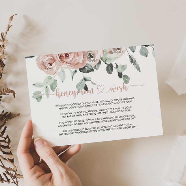 Klassisk dammig rosa ros Blommig bröllopsönskan  Tilläggskort (Skapare uppladdad)