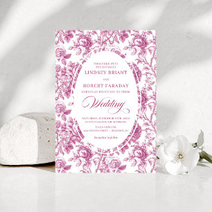 Klassisk dammig rosa Toile blommig bröllopsinbjuda Inbjudningar