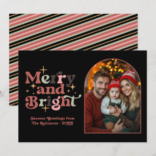Klassisk Dämpad Modern Retro Jul Familjefoto Julkort