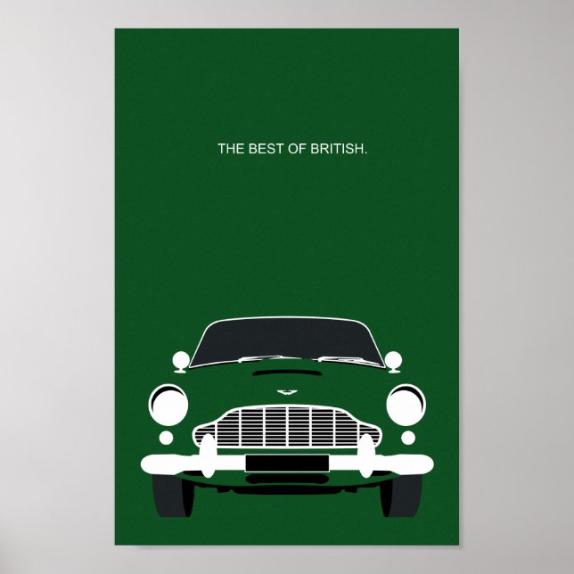 Klassisk DB5 Sportbil av brittisk tävla-grönt Poster (Framsidan)
