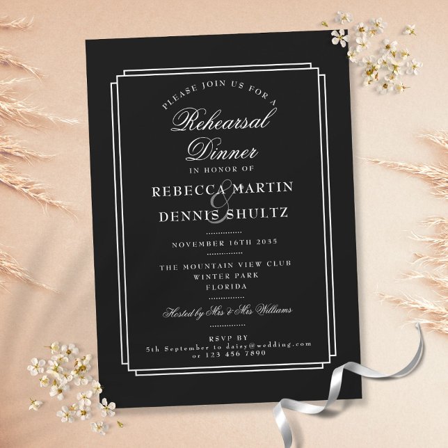 Klassisk Deco | Svart och Vitt | Reperetitionsmidd Inbjudningar (Skapare uppladdad)