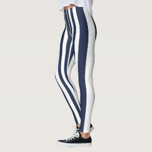 Klassisk deep Blue White Streckad design Leggings