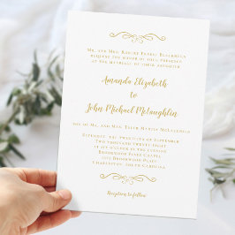 Klassisk delikat Guld Formell Elegant Chic Bröllop Inbjudningar