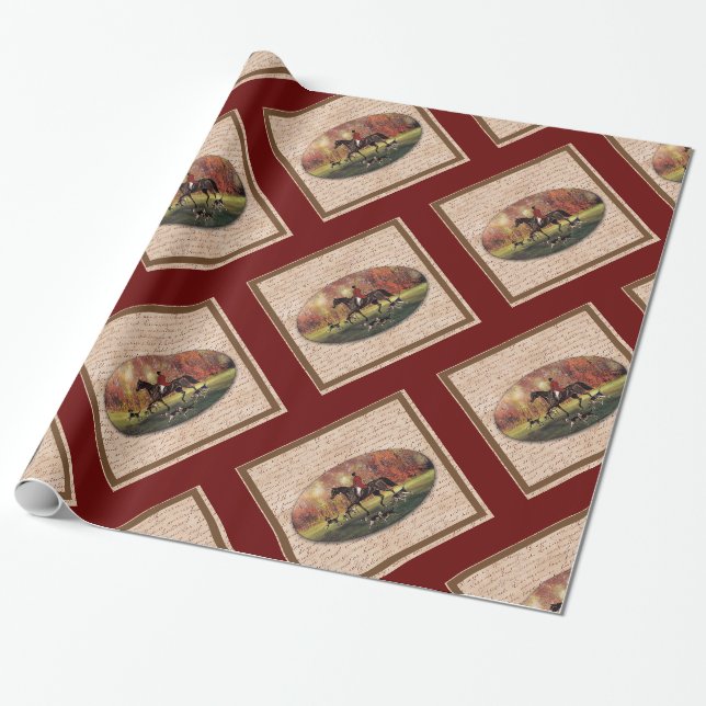 Klassisk design för hösthäst och handskrift presentpapper (Utrullad)