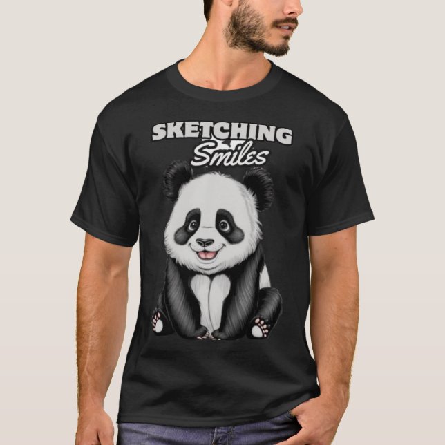 Klassisk design för svartvitt och vitt panda t shirt (Framsida)