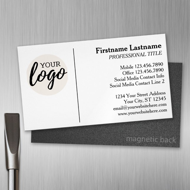 Klassisk design med Logotyp- och kontaktinformatio Magnetiska Visitkort (Custom Business Card Magnet)
