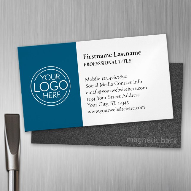 Klassisk design med Logotyp- och kontaktinformatio Magnetiska Visitkort (Custom Business Card Magnet)