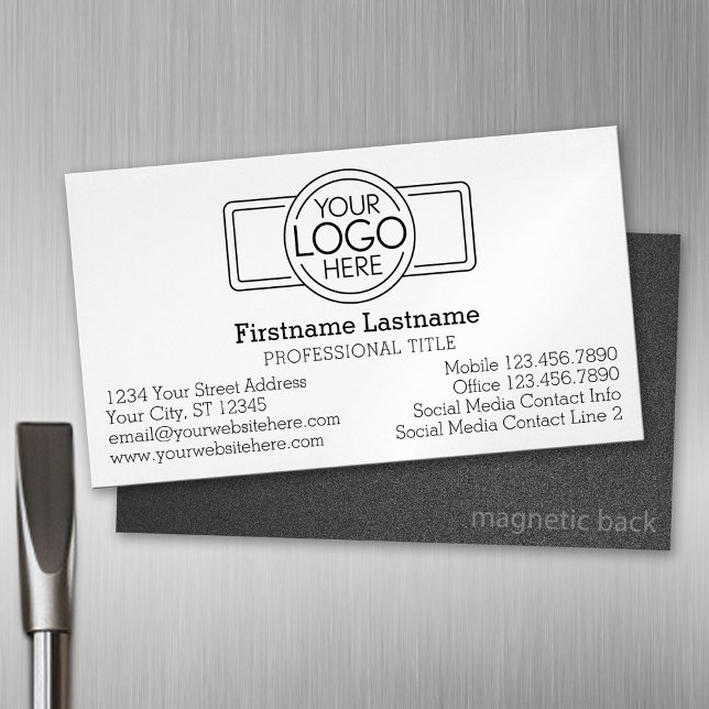 Klassisk design med Logotyp- och kontaktinformatio Magnetiska Visitkort (Custom Business Card Magnet)