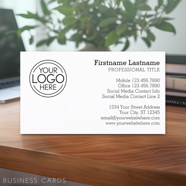 Klassisk design med Logotyp- och kontaktinformatio Visitkort (Classic Business Card Design with Your Logo and contact information - low minimum)