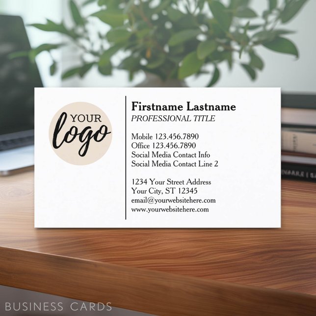 Klassisk design med logotyp och kontaktinformation visitkort (Classic Business Card Design with Your Logo and contact information - low minimum)