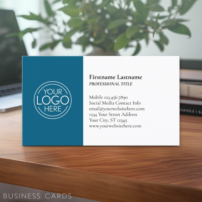 Klassisk design med logotyp och kontaktinformation visitkort (Classic Business Card Design with Your Logo and contact information - low minimum)