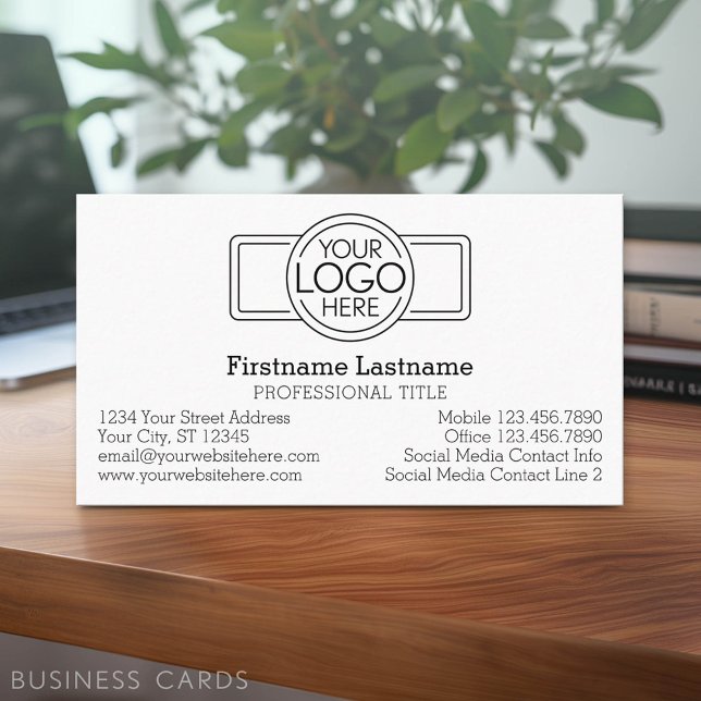 Klassisk design med logotyp och kontaktinformation visitkort (Classic Business Card Design with Your Logo and contact information - low minimum)