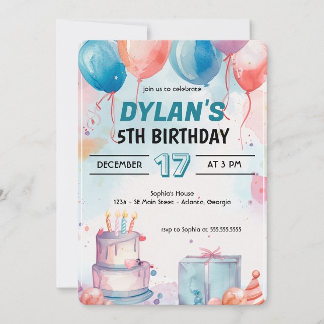 Klassisk digital födelsedagsinbjudan inbjudningar (Framsida)