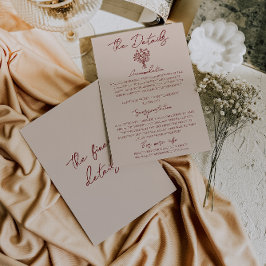 Klassisk djupröd blomsterbukett Bröllopsdetaljer  Tilläggskort