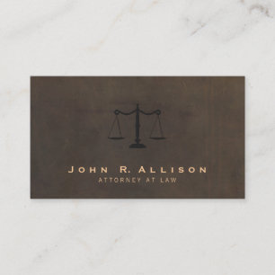 Klassisk domare Brown Leather Letare Attorney Att Visitkort