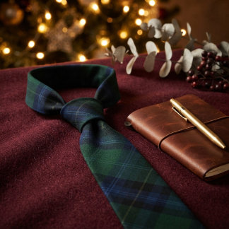 Klassisk Douglas Clan Tartan Grön Marinblå Rutmöns Slips