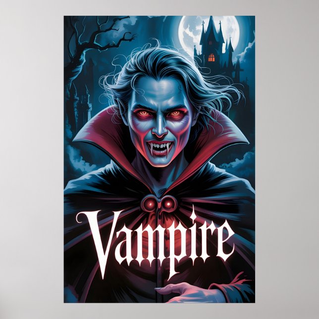 Klassisk Dracula-stil affisch för vampyrfilm (Framsidan)
