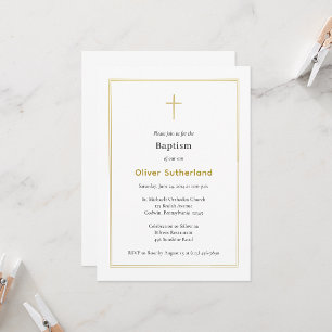 Klassisk Dubbla Guld Ram Enkel ortodoxa baptism Inbjudningar