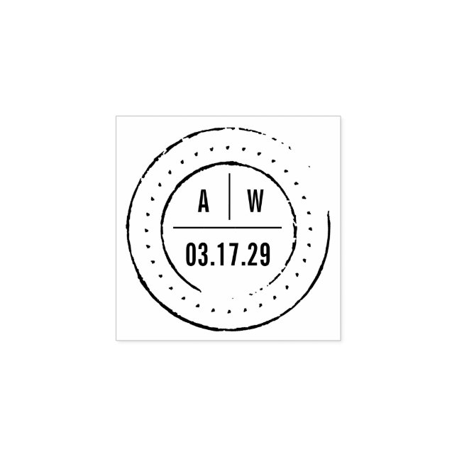 Klassisk Dubbla, monogram Circles Round Bröllop Stämpel (Tryck)