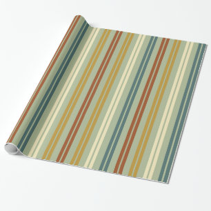 Klassisk Dubbla Rand Retro Celadon Rust Mönster Presentpapper