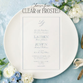 Klassisk Dusty Blue Calligraphy Monogram Bröllop