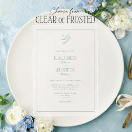 Klassisk Dusty Blue Calligraphy Monogram Bröllop