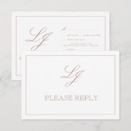 Klassisk Dusty Ro Calligraphy Monogram Bröllop OSA Kort