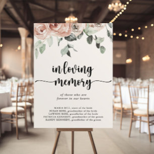 Klassisk Dusty Rosa ros i Loving Memory Sign Poster