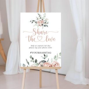 Klassisk Dusty Rosa ros Kärlek Hashtag Poster