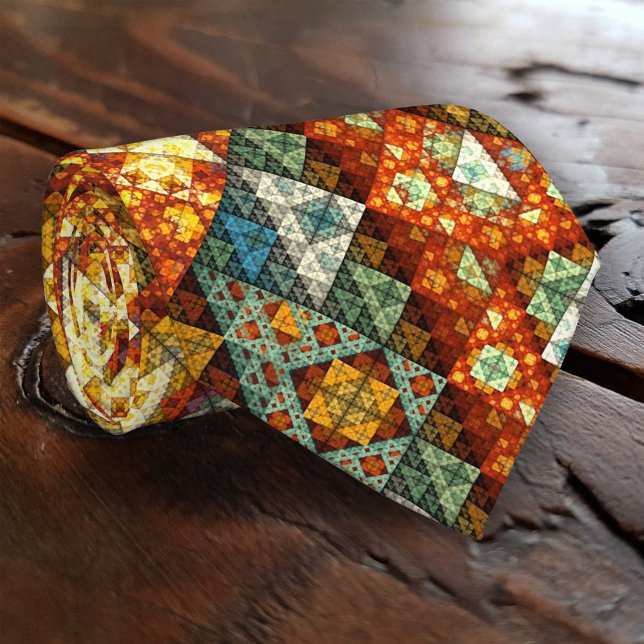 Klassisk egyptisk mönstrad tie slips (Tie with an Egyptian style abstract fractal pattern. Original fractal art by Anne Vis)