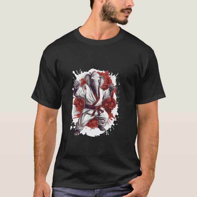 Klassisk elefantkarate djurfighter judo t shirt (Framsida)