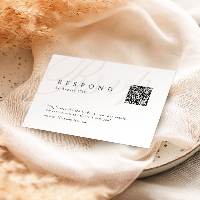 Klassisk elegance Calligraphy Bröllop QR-kod OSA Kort (Classic Elegance Calligraphy Wedding QR code RSVP Card)