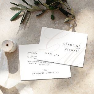 Klassisk elegance Calligraphy Monogram Bröllop Tack Kort