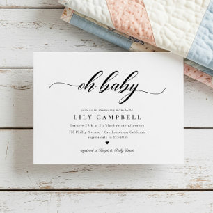 Klassisk elegance Calligraphy Script Baby Shower i Inbjudningar