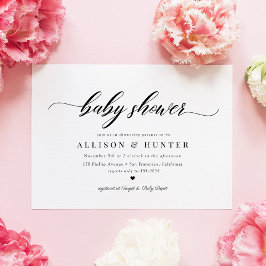 Klassisk elegance Calligraphy Script Baby Shower Inbjudningar