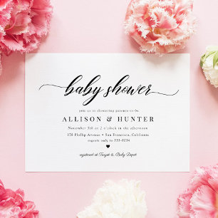 Klassisk elegance Calligraphy Script Baby Shower Inbjudningar