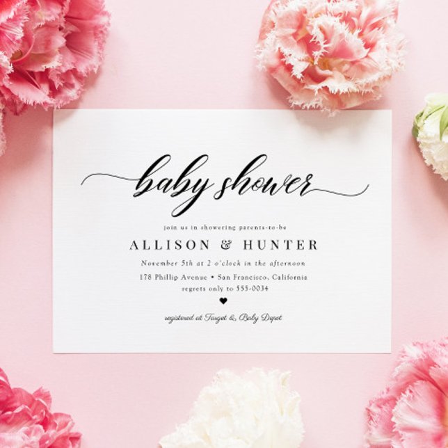 Klassisk elegance Calligraphy Script Baby Shower Inbjudningar (Skapare uppladdad)