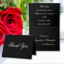 Klassisk Elegance Chic Script Snyggt Black & White Tack Kort