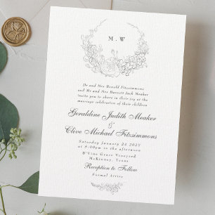 Klassisk elegance Enkelt andedräkt Bröllop Inbjudningar